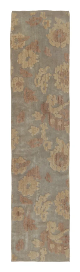 Rug & Kilim’s Modern Mogul Runner in Beige, Brown & Gold with Floral Patterns