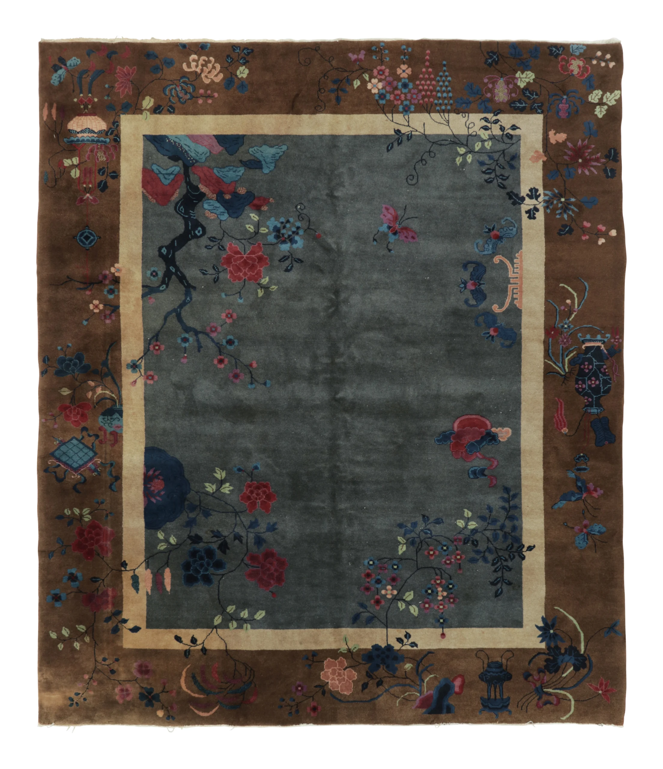 Antique Chinese Deco Pictorial Rug