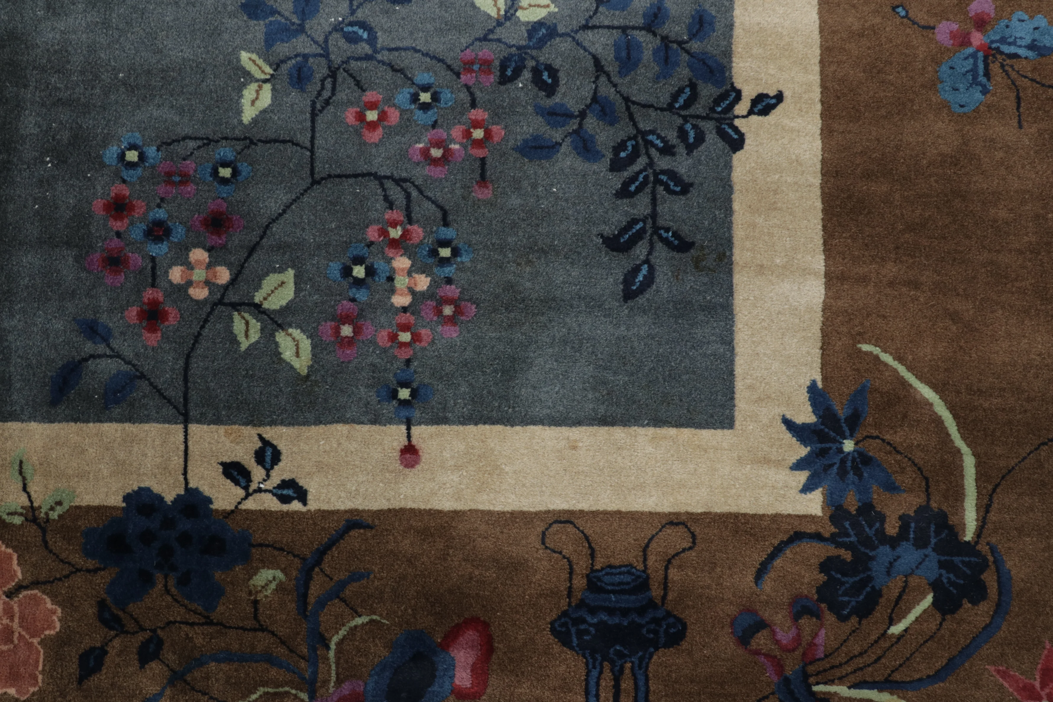 Antique Chinese Deco Pictorial Rug