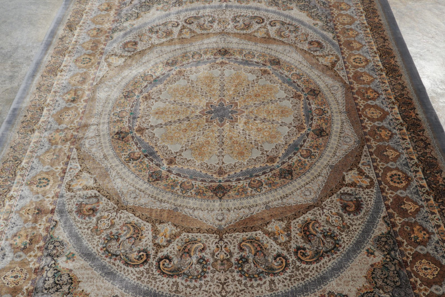 Hover image of Rug & Kilim’s Modern Persian Rug with Stately Central Medallion in Brown Hues