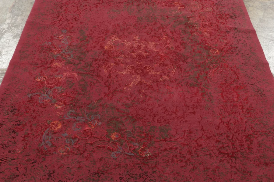 Hover image of Rug & Kilim’s Distressed Contemporary Floral Rug Pair, in Bright Red & Pink Hues