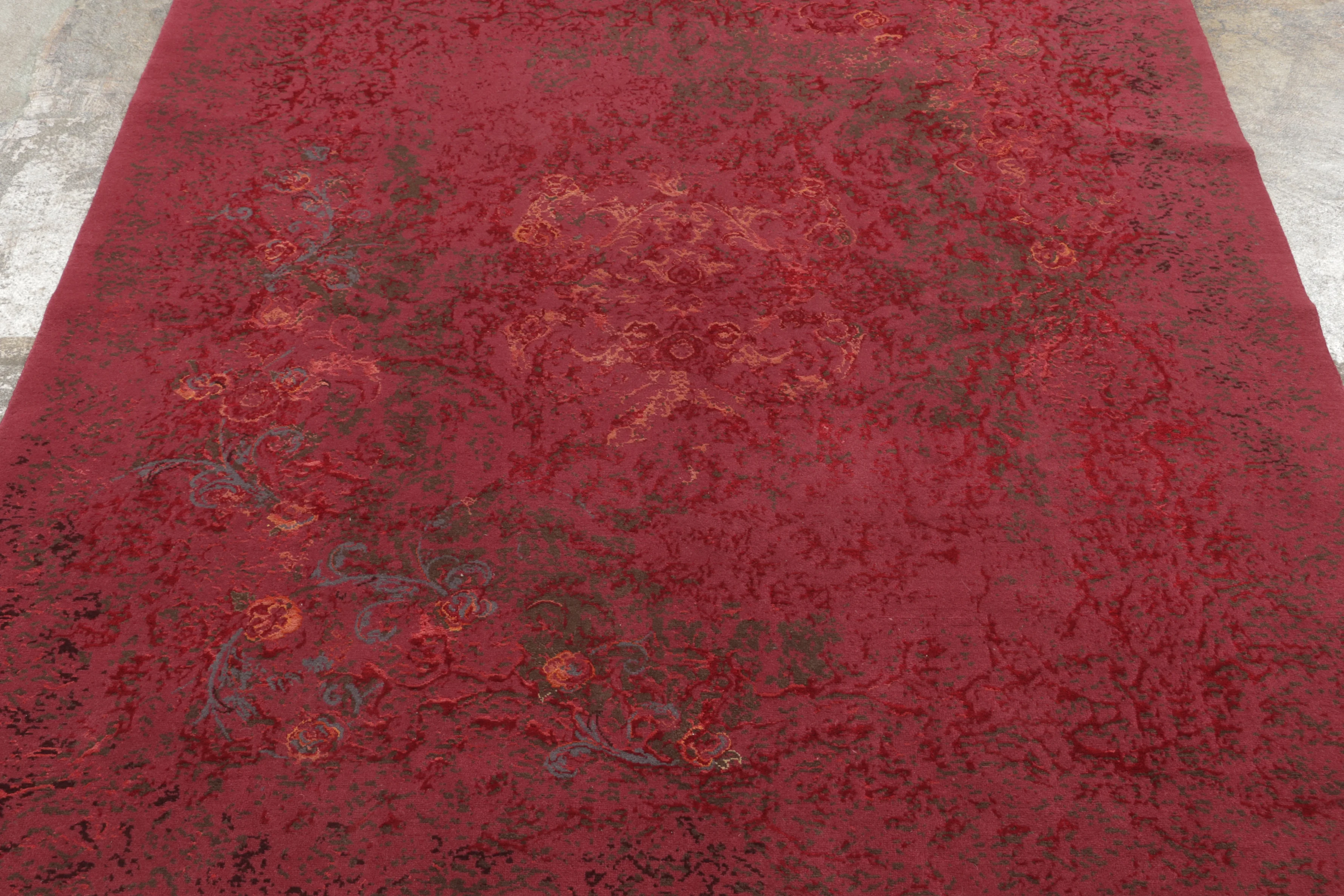 Distressed Modern Floral Rug Pair