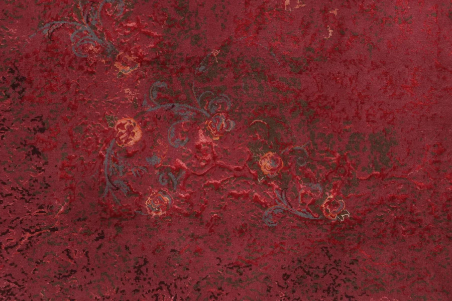 Distressed Modern Floral Rug Pair