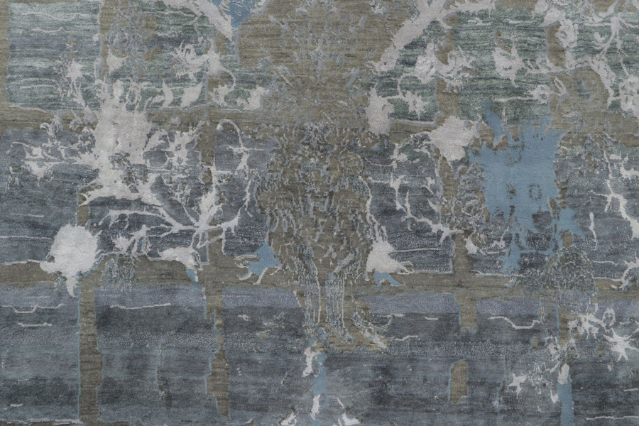 Distressed Modern Floral Rug Pair