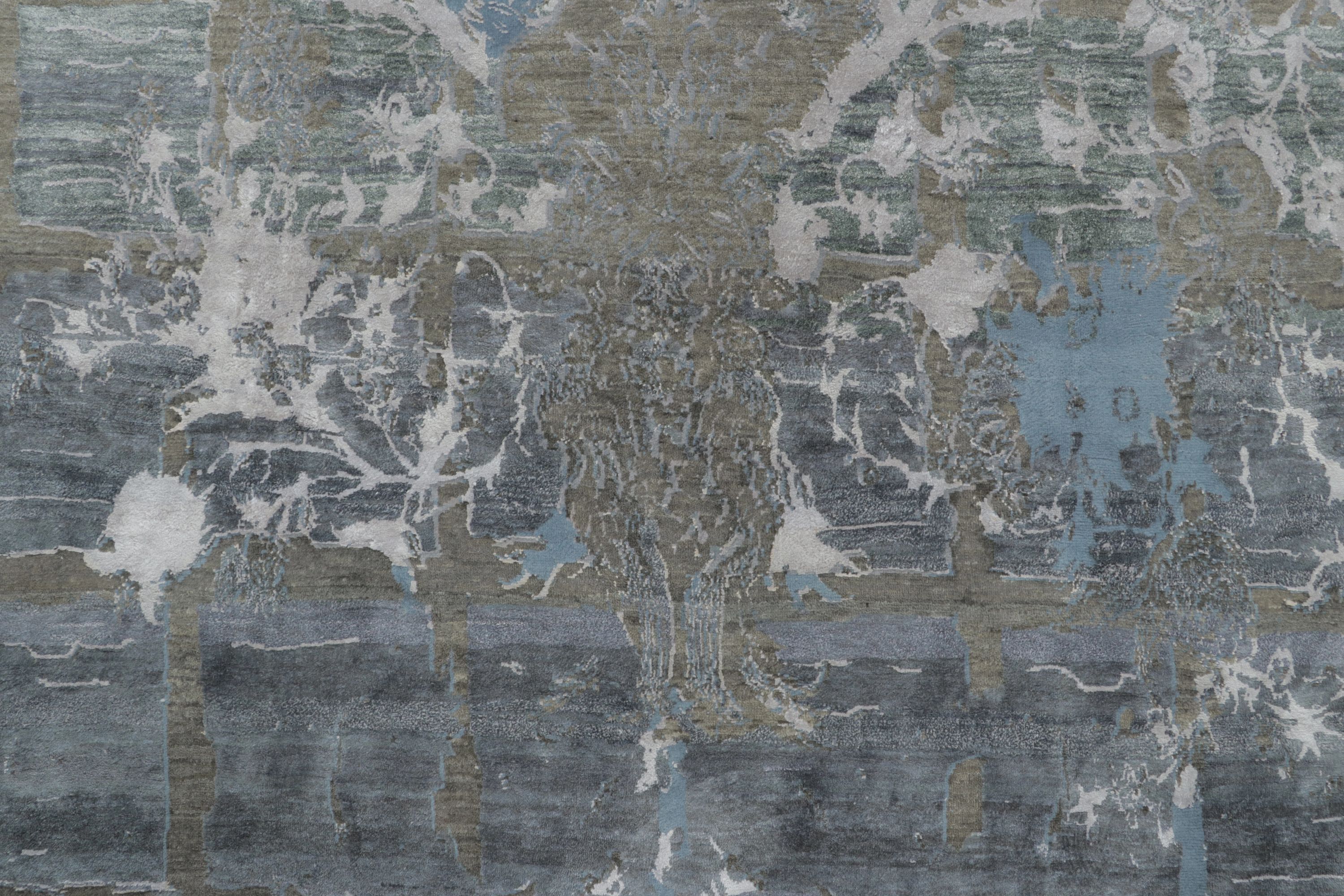 Distressed Modern Floral Rug Pair