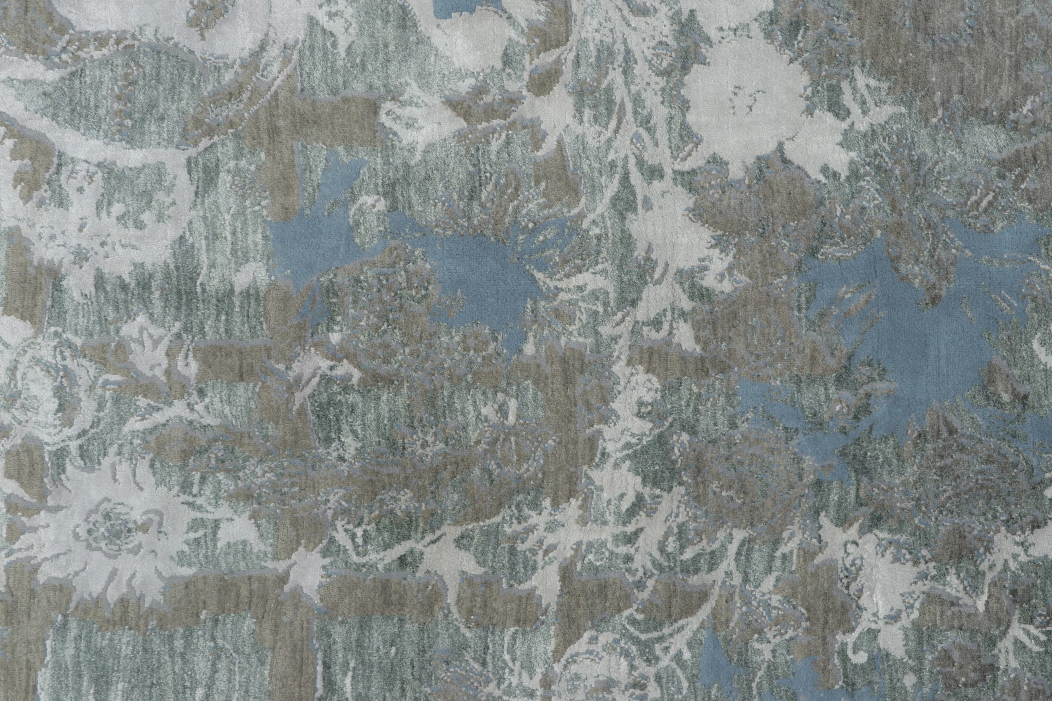 Distressed Modern Floral Rug Pair