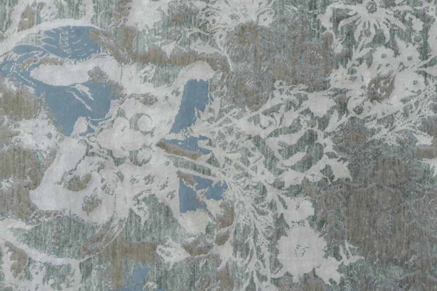 Distressed Modern Floral Rug Pair