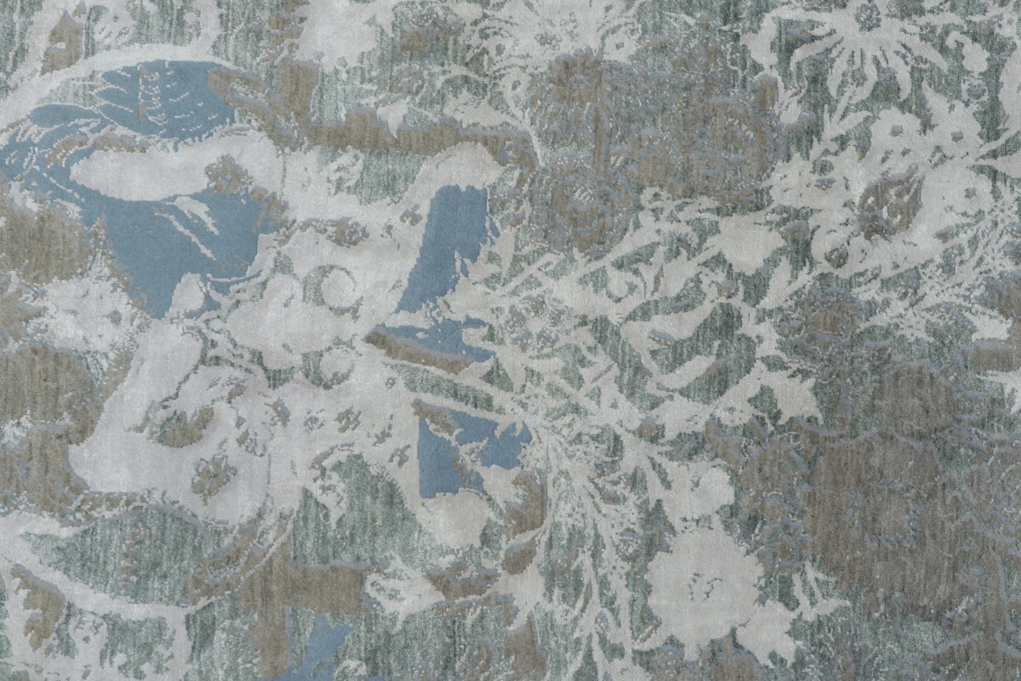 Distressed Modern Floral Rug Pair