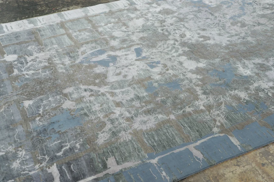 Distressed Modern Floral Rug Pair