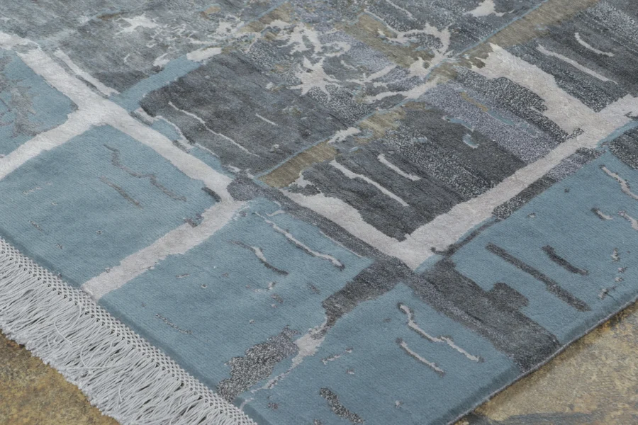 Distressed Modern Floral Rug Pair