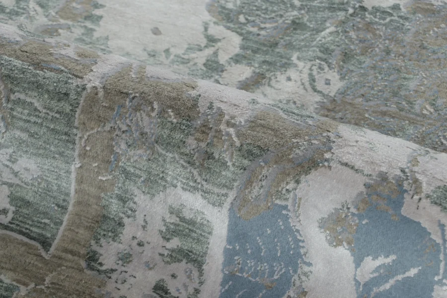 Distressed Modern Floral Rug Pair