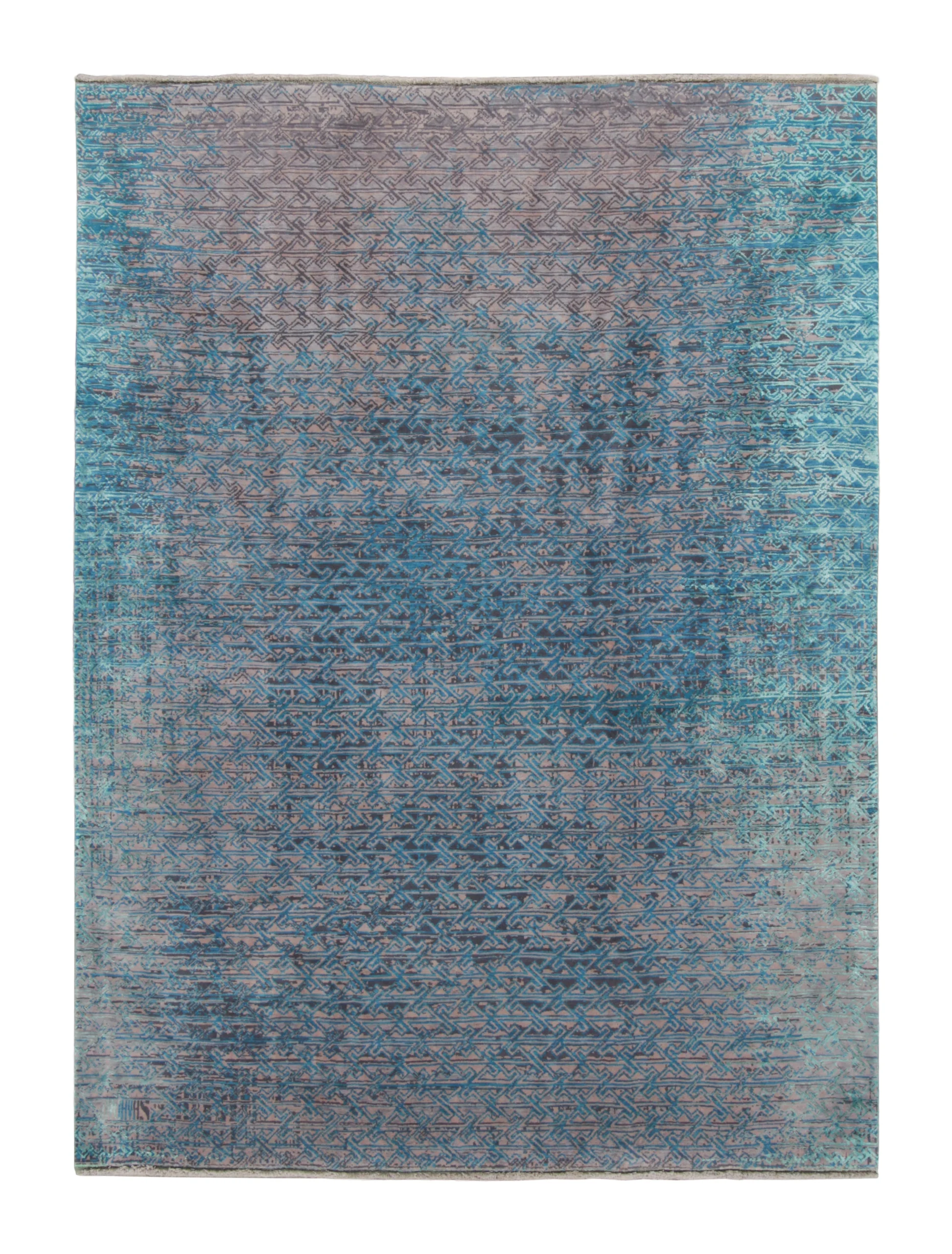 Distressed Contemporary Geometric Rug
