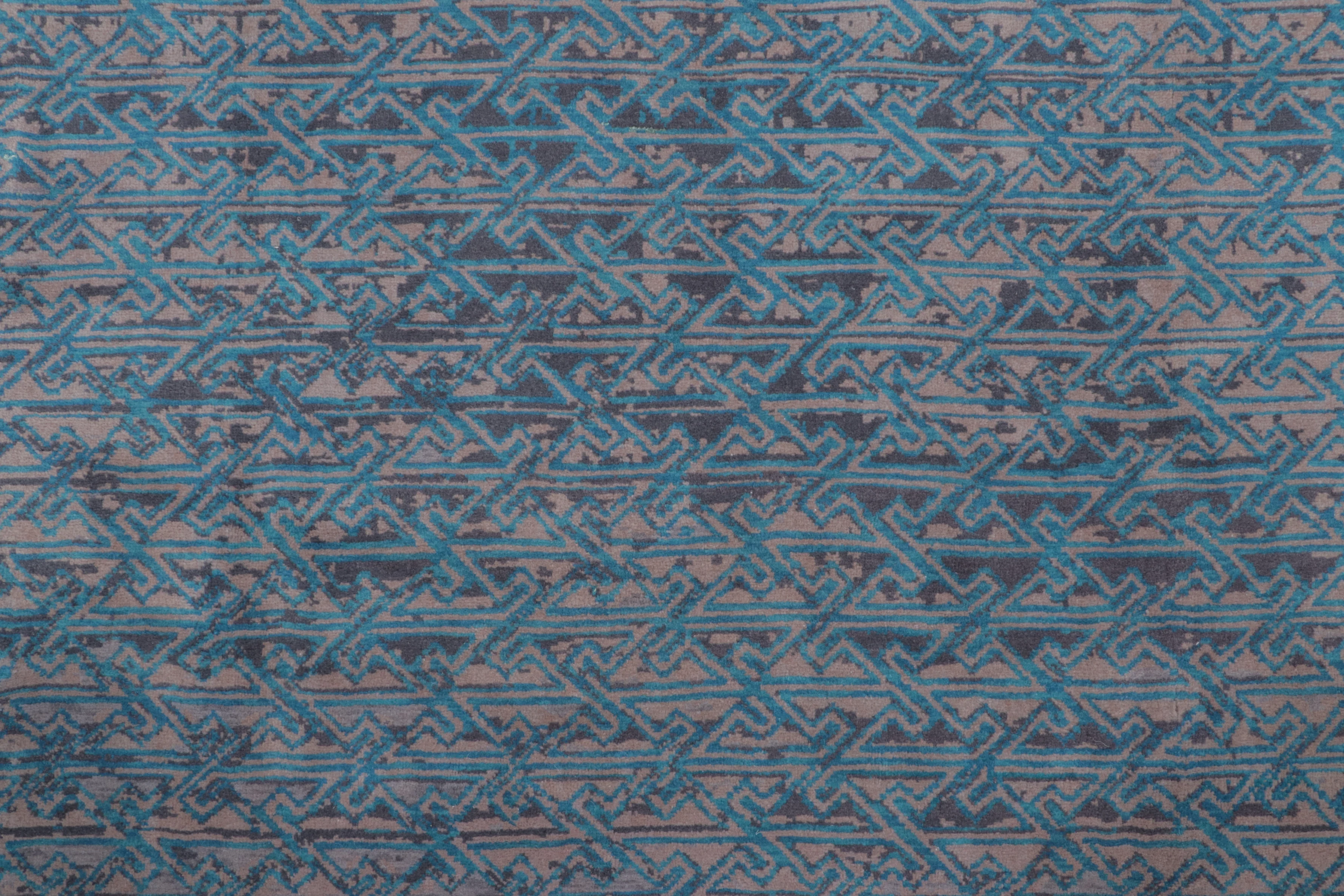 Distressed Contemporary Geometric Rug