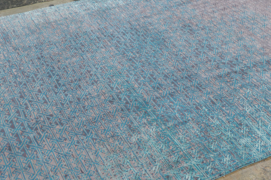 Distressed Contemporary Geometric Rug