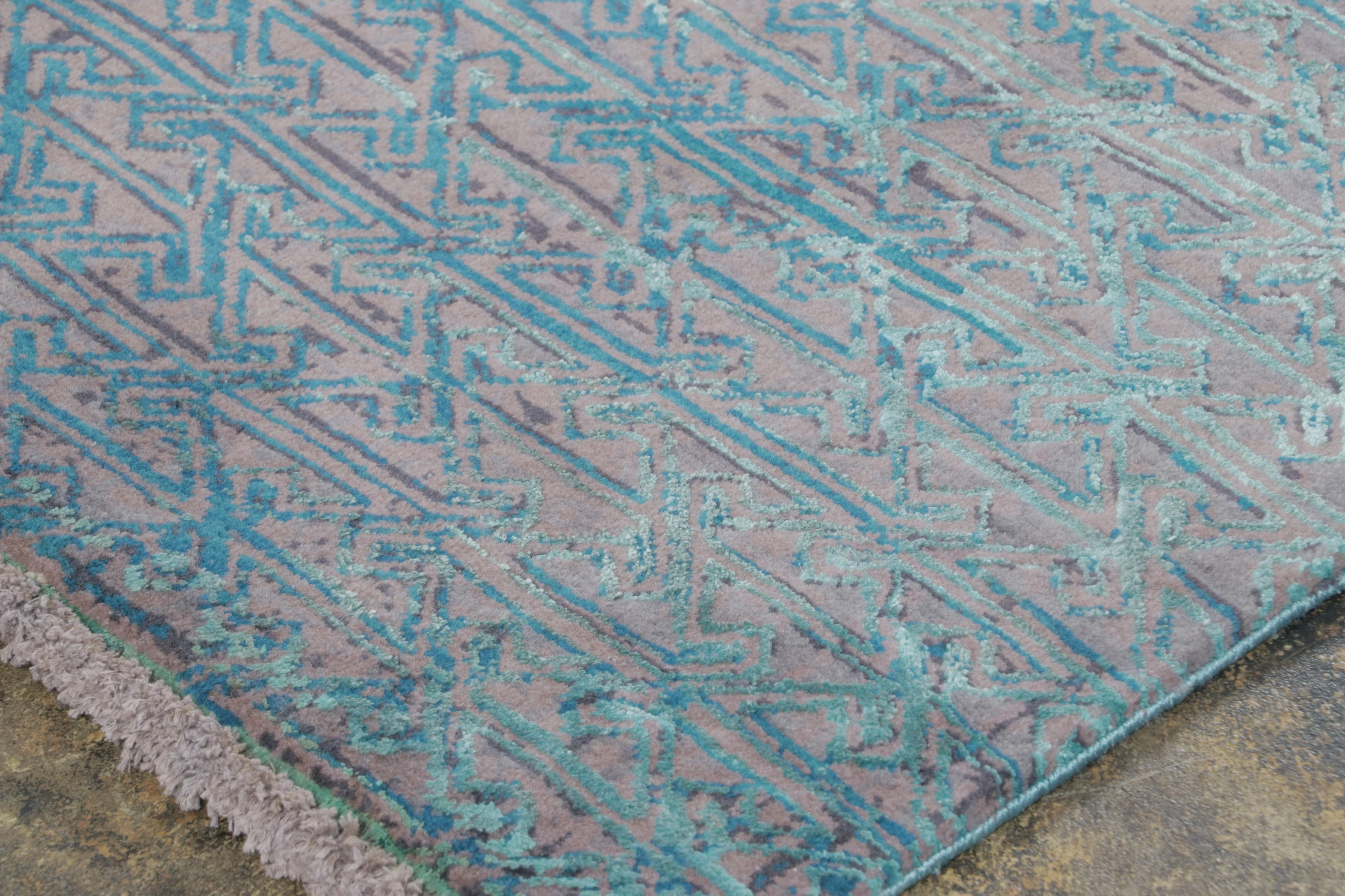 Distressed Contemporary Geometric Rug
