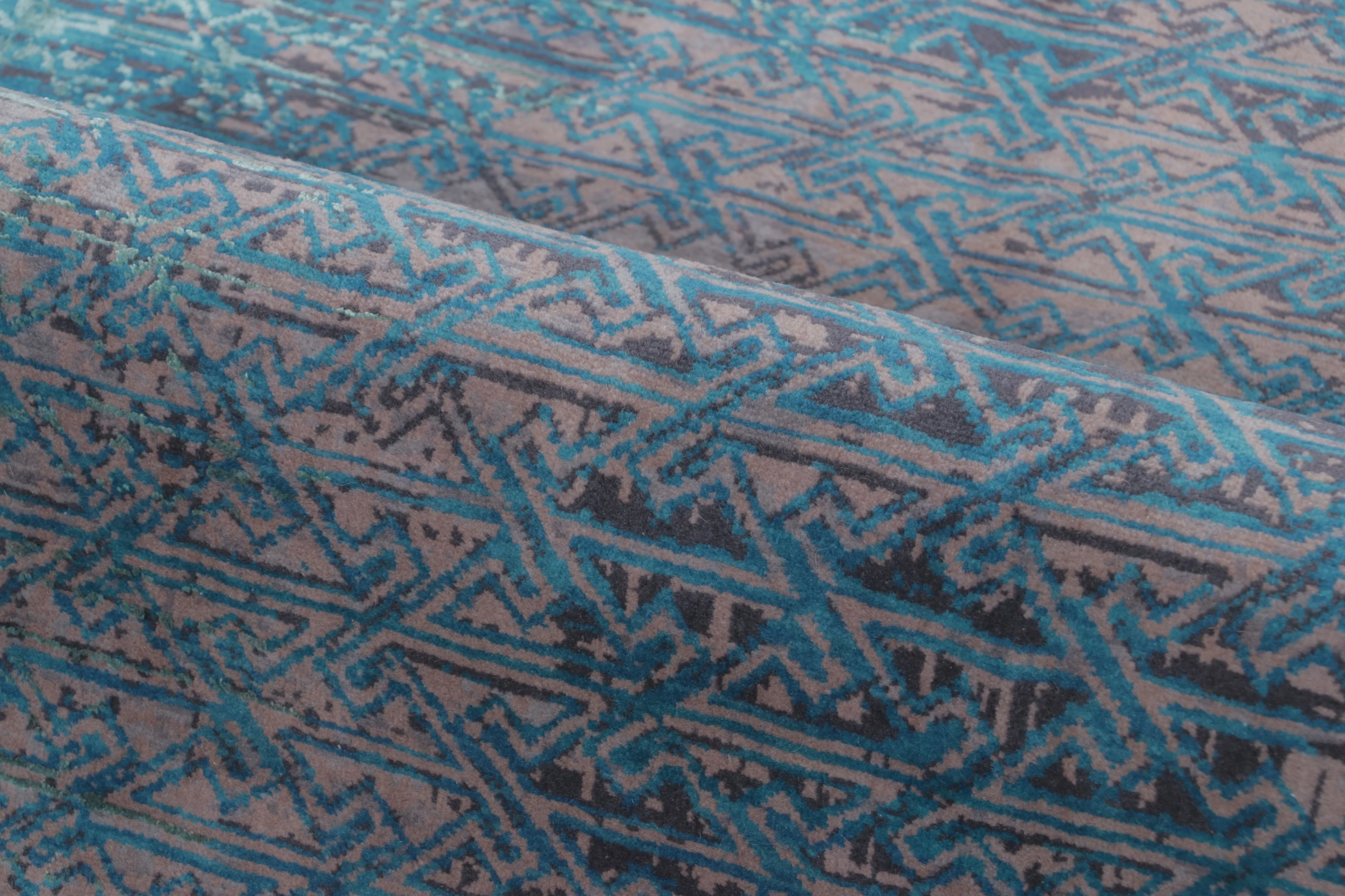 Distressed Contemporary Geometric Rug