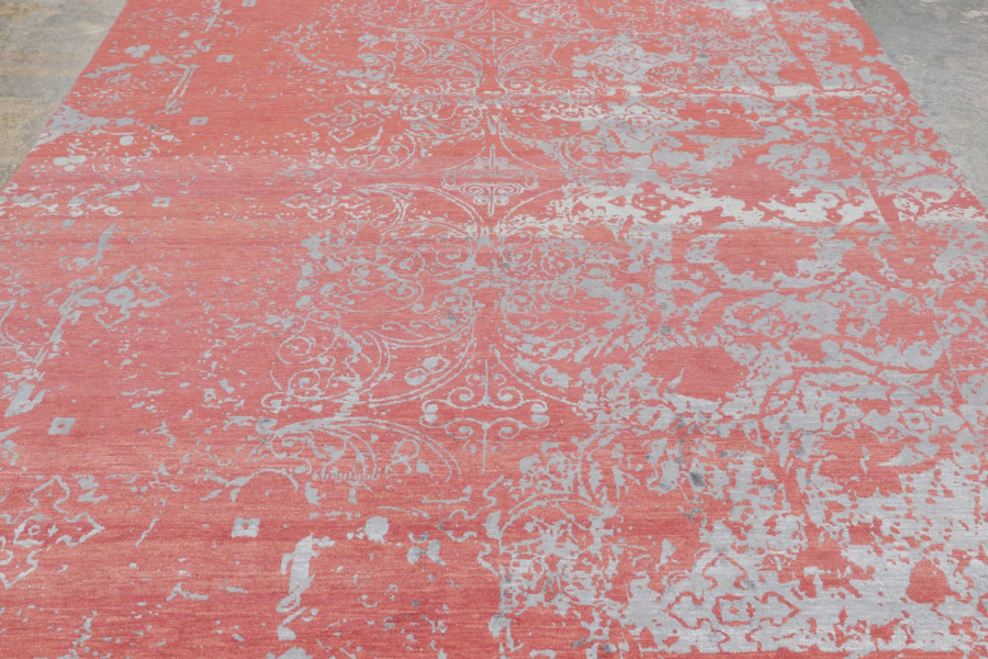 Hover image of Rug & Kilim’s Distressed Modern Rug with Abstract Florals in Coral & Gray Hues