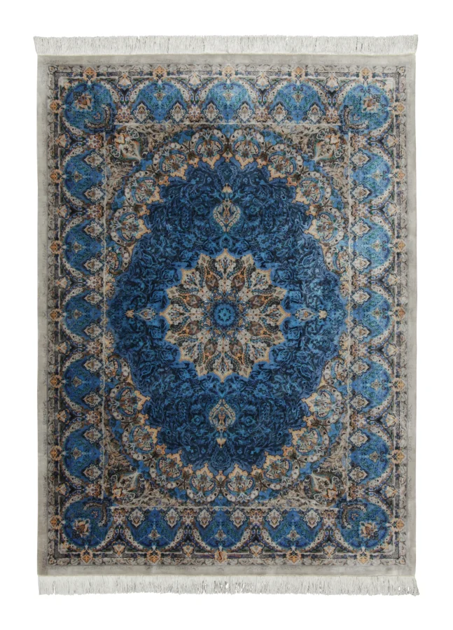 Rug & Kilim’s Modern Persian Rug with Intricate Medallion in Ocean Hues