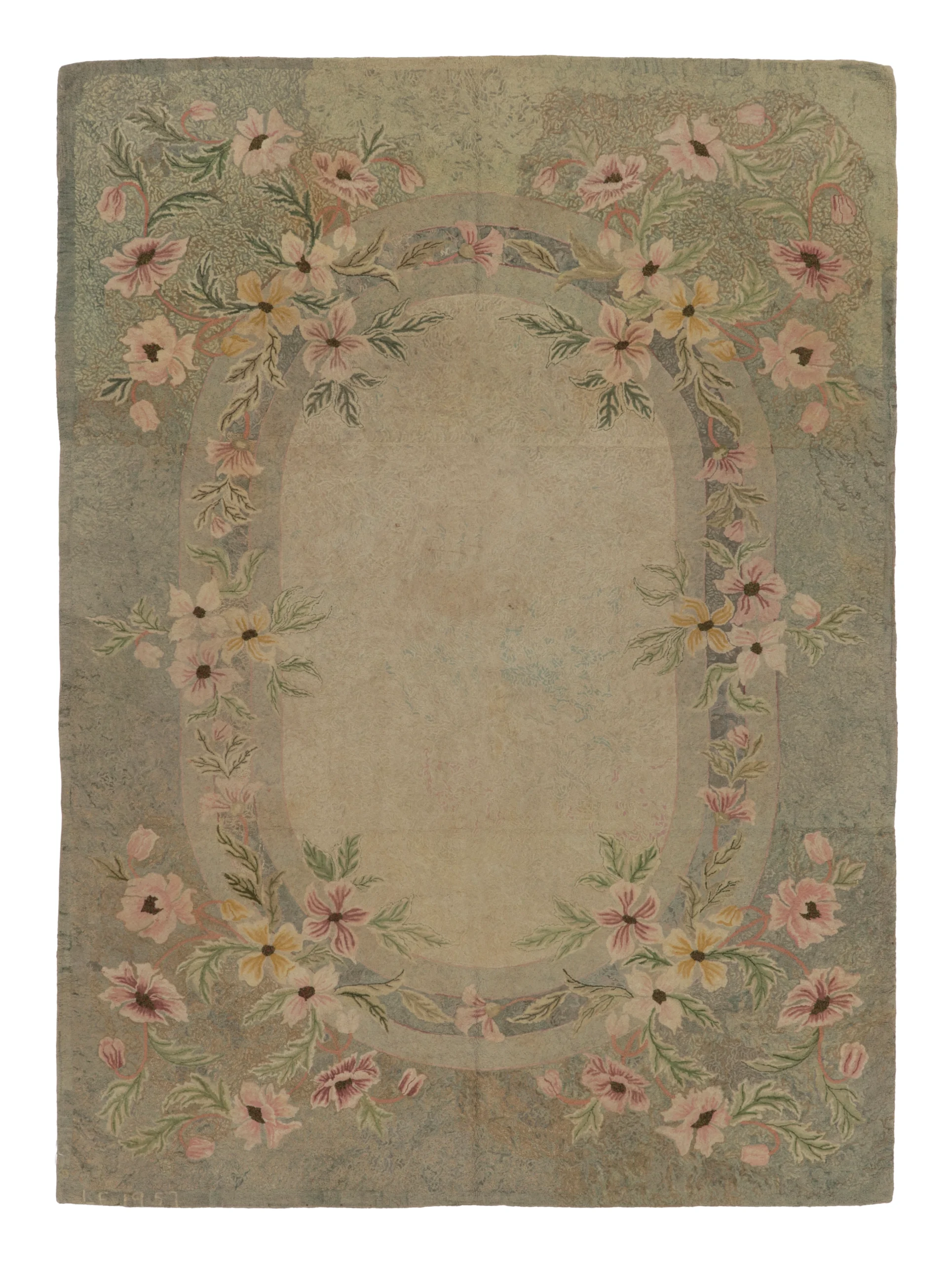 Antique Hooked Floral Rug