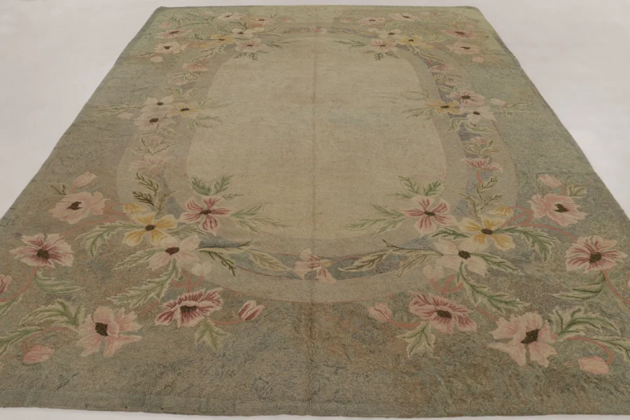 Antique Hooked Floral Rug