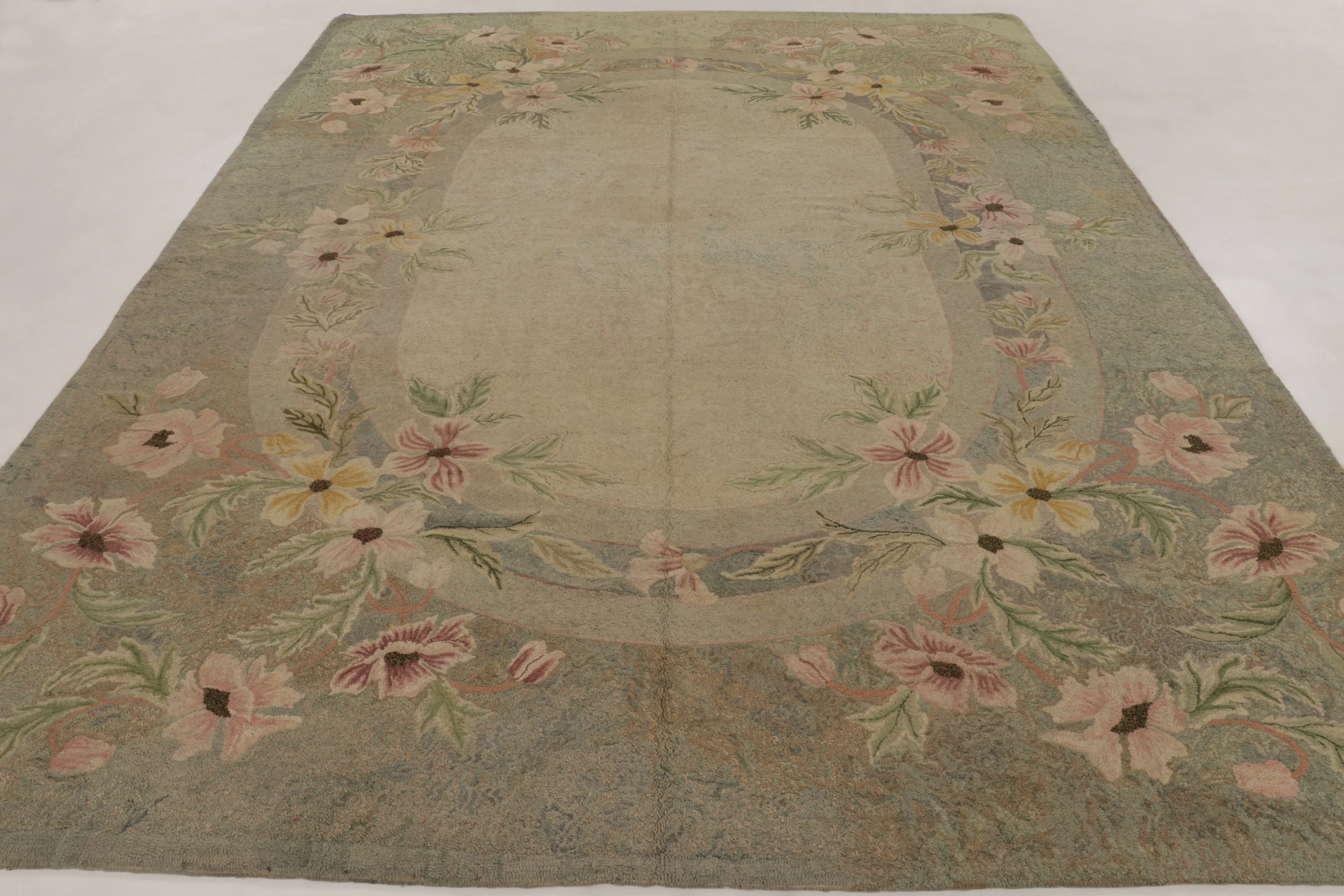 Antique Hooked Floral Rug