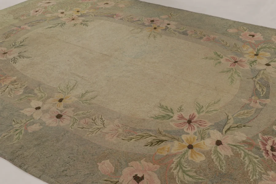 Antique Hooked Floral Rug