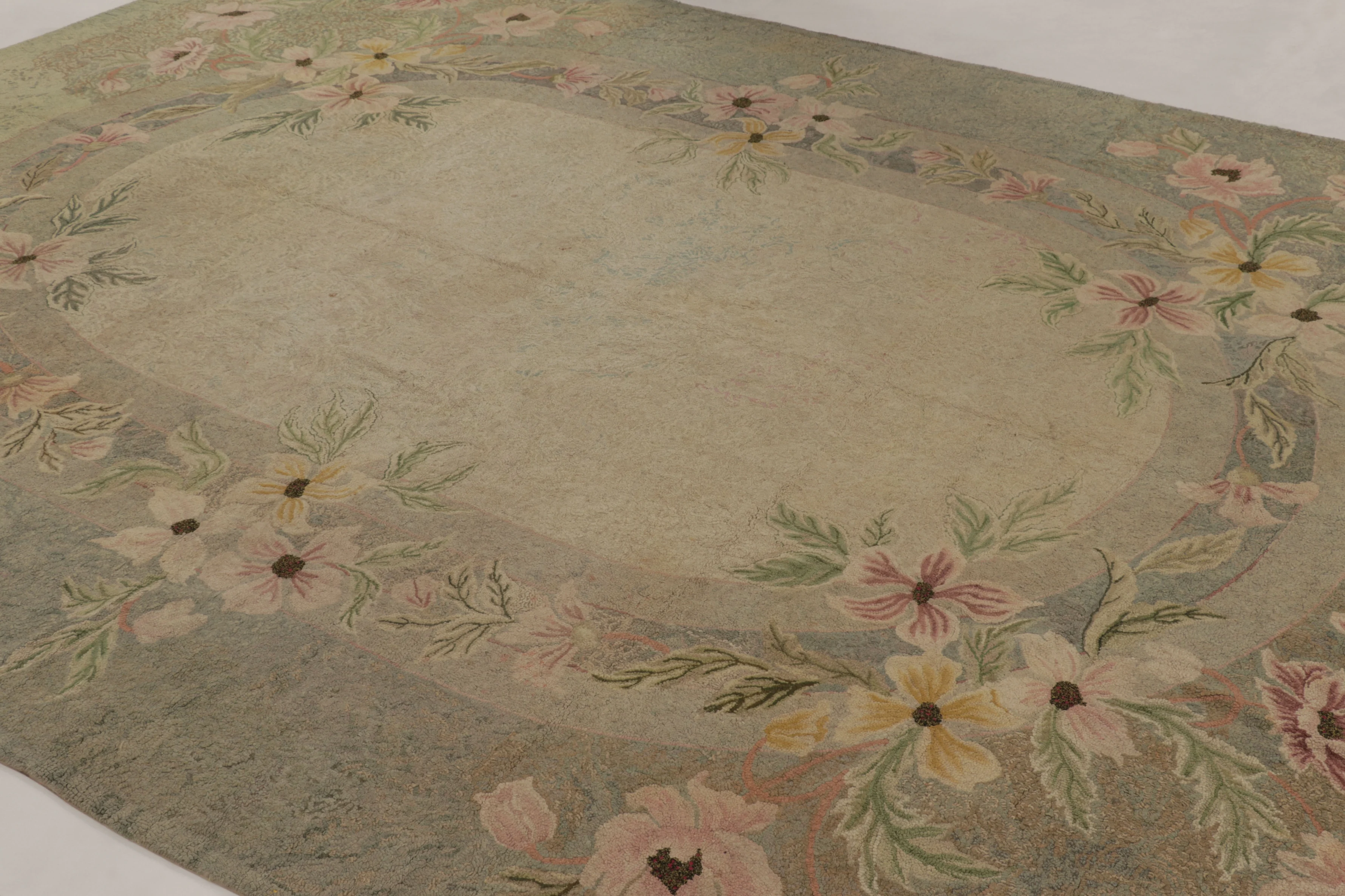 Antique Hooked Floral Rug