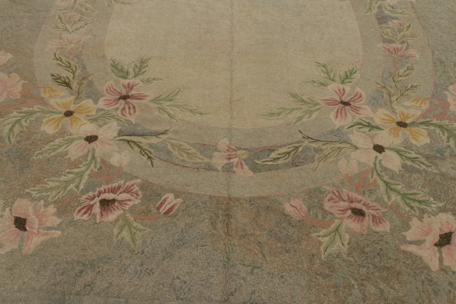 Antique Hooked Floral Rug