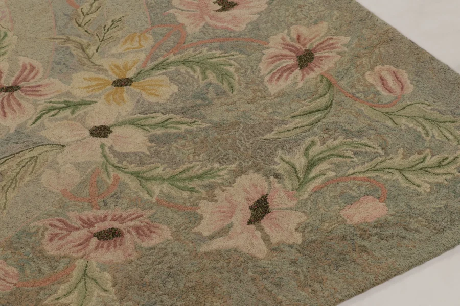 Antique Hooked Floral Rug