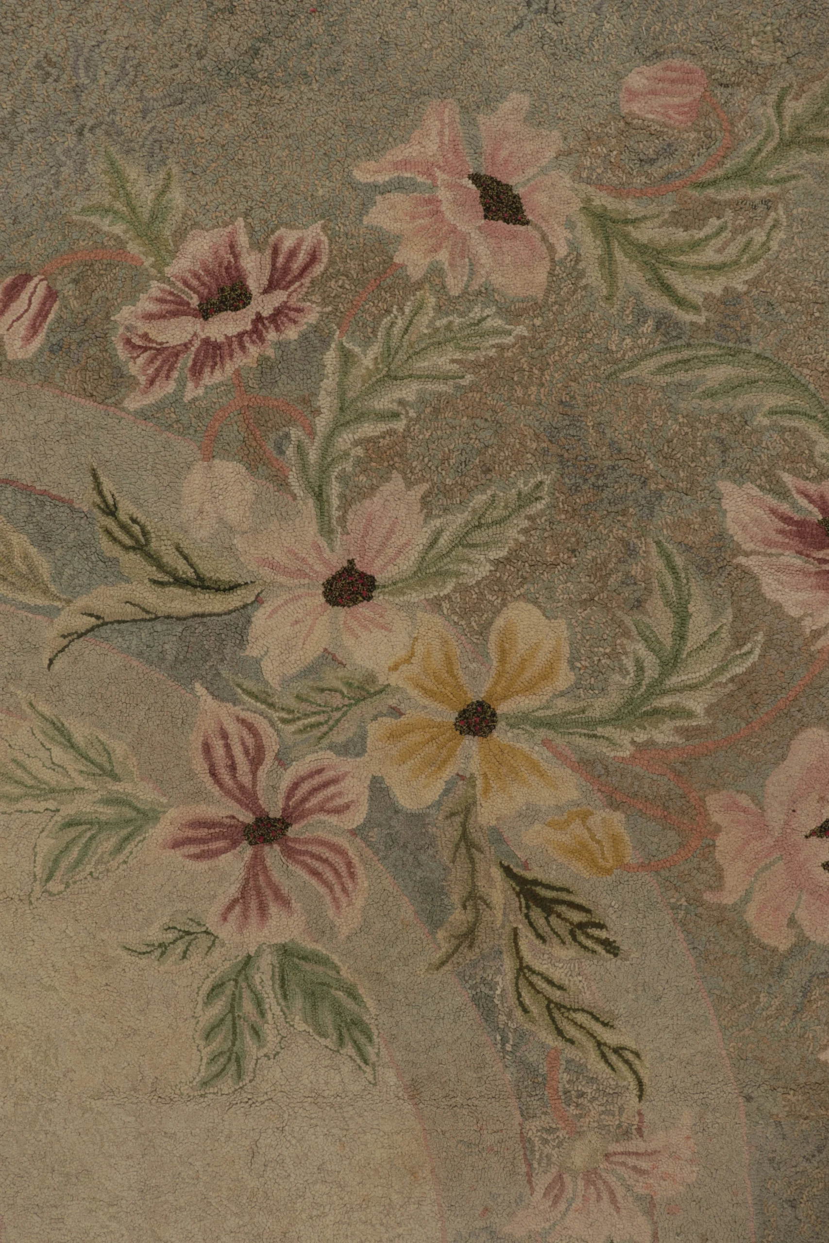 Antique Hooked Floral Rug