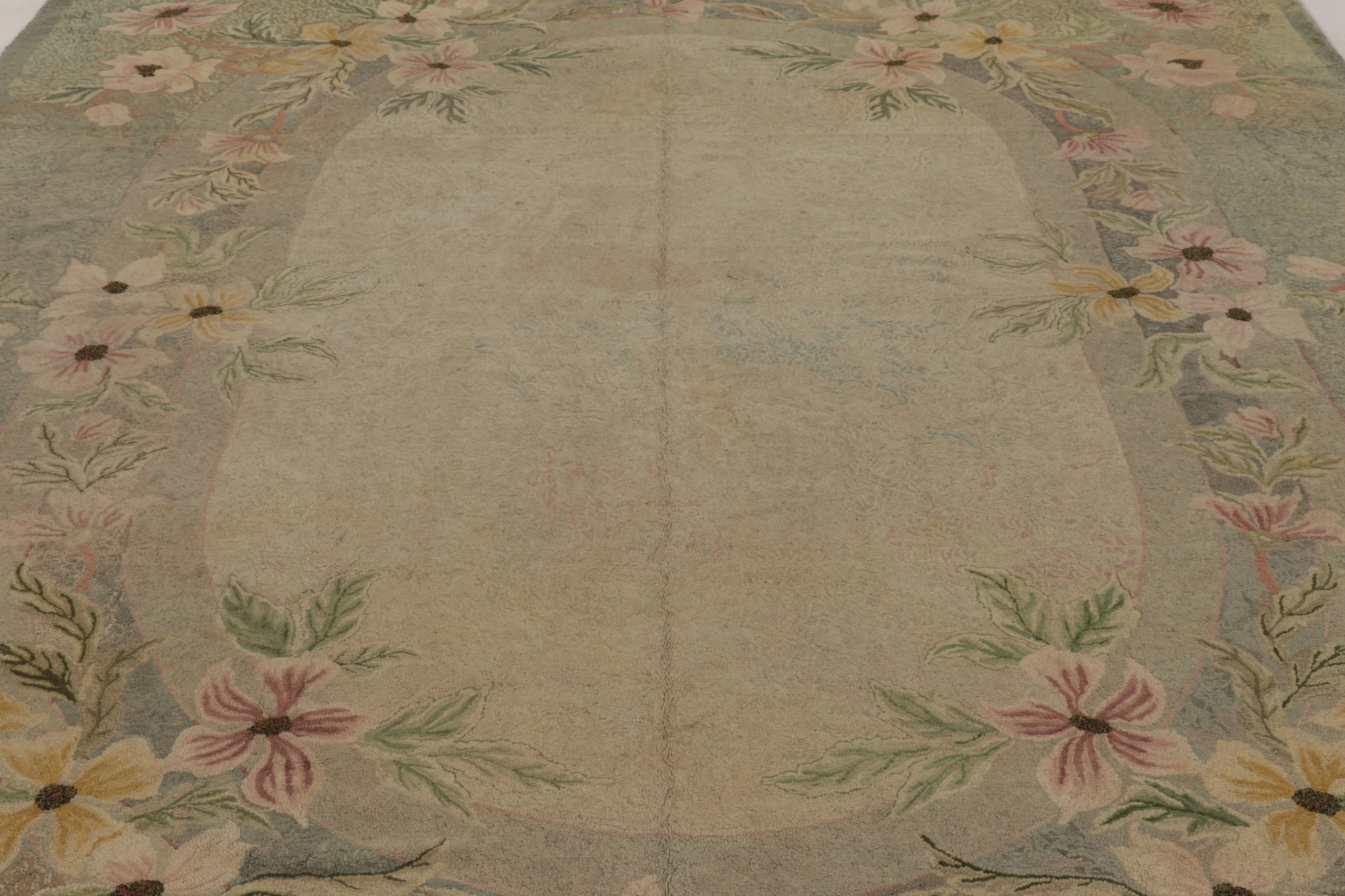 Antique Hooked Floral Rug