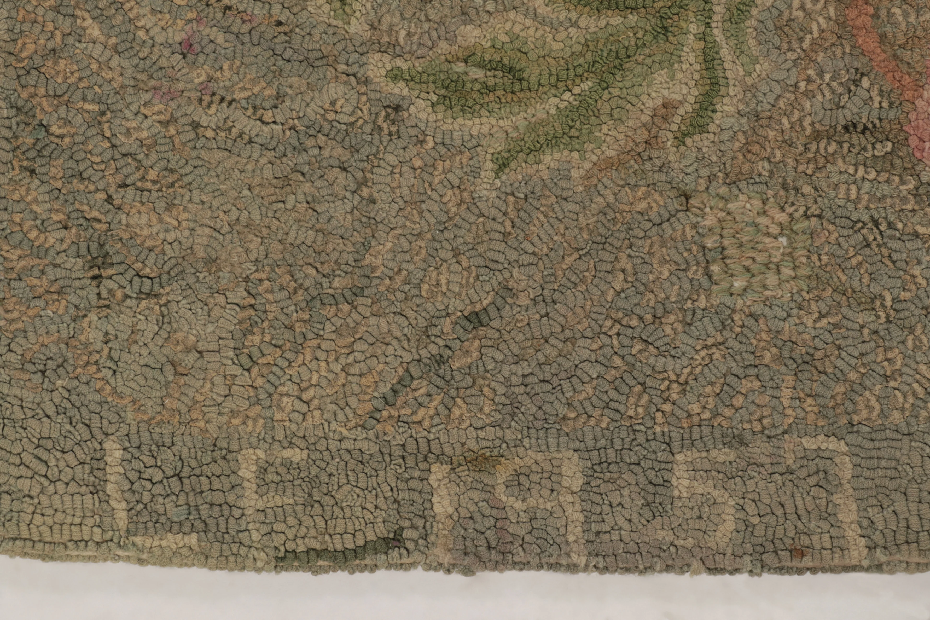 Antique Hooked Floral Rug
