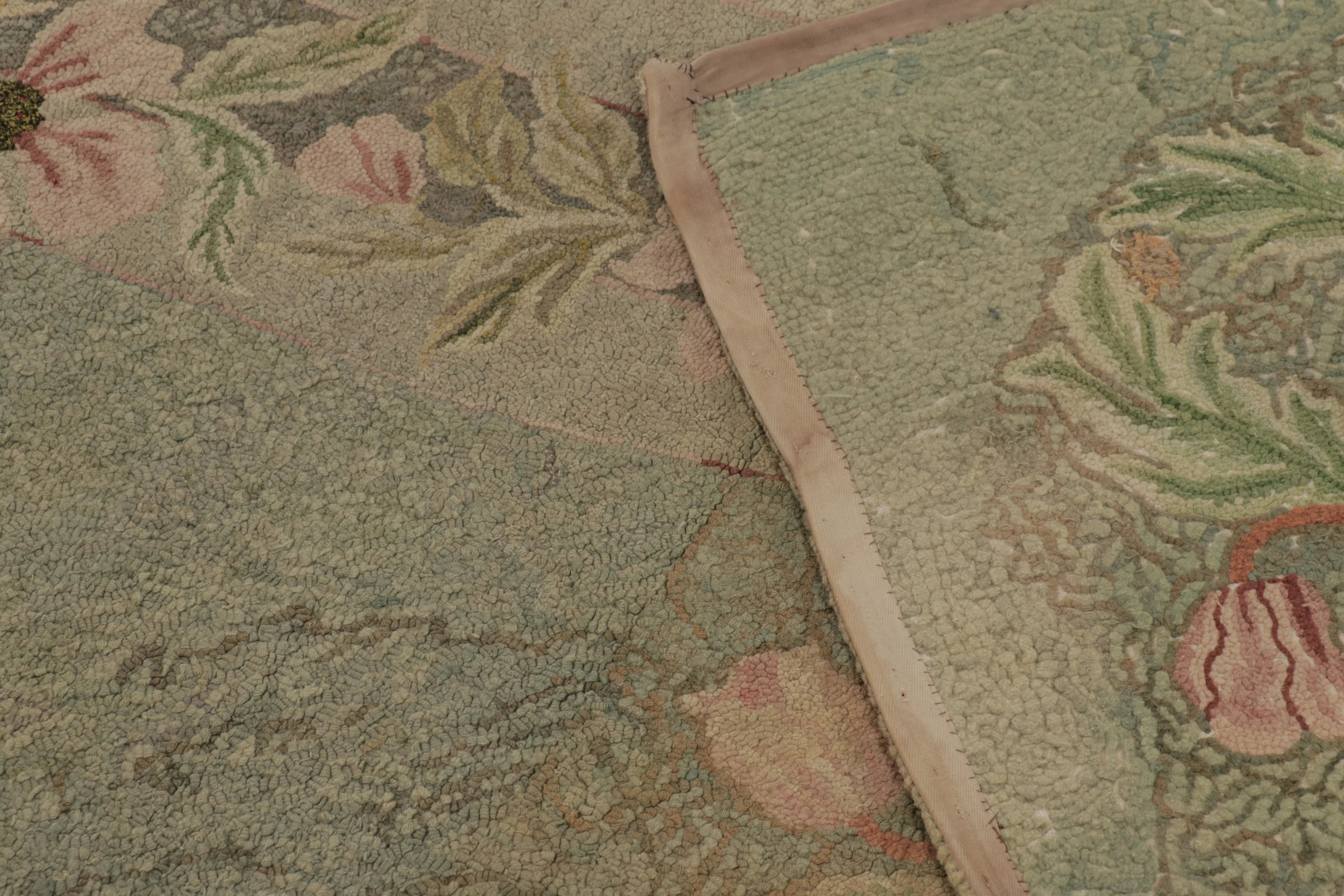 Antique Hooked Floral Rug