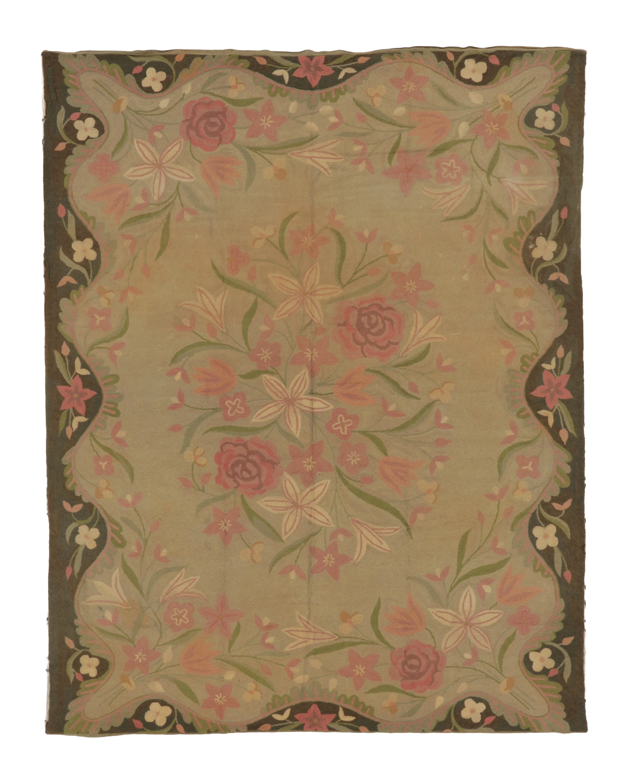 Antique Hooked Floral Rug