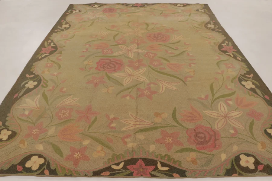 Antique Hooked Floral Rug