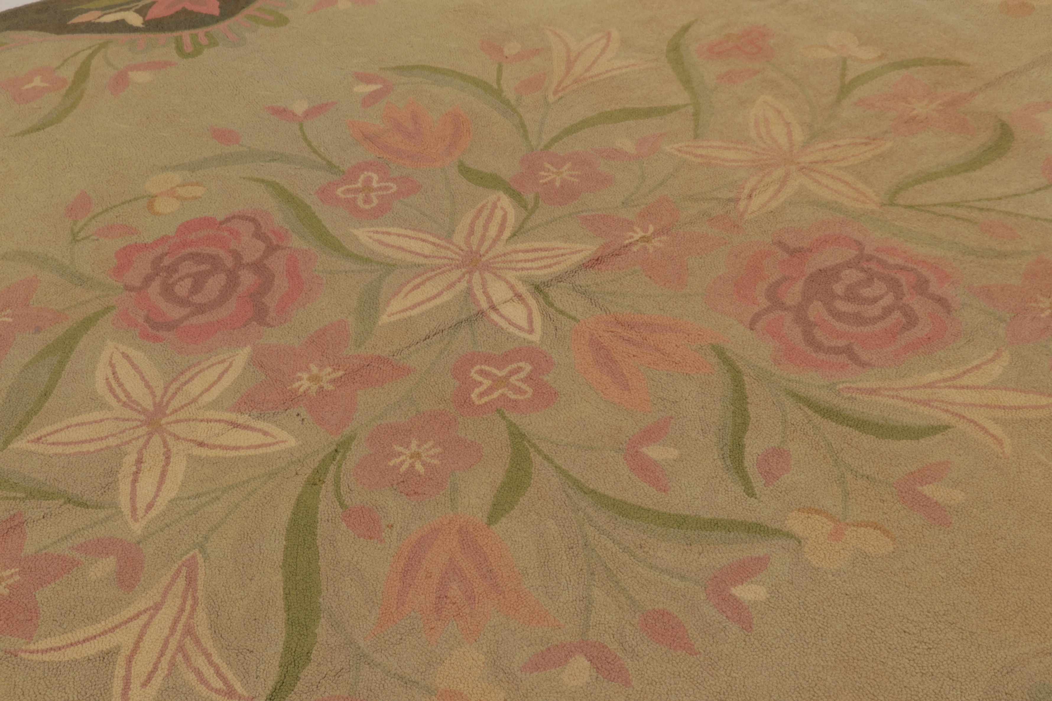 Antique Hooked Floral Rug