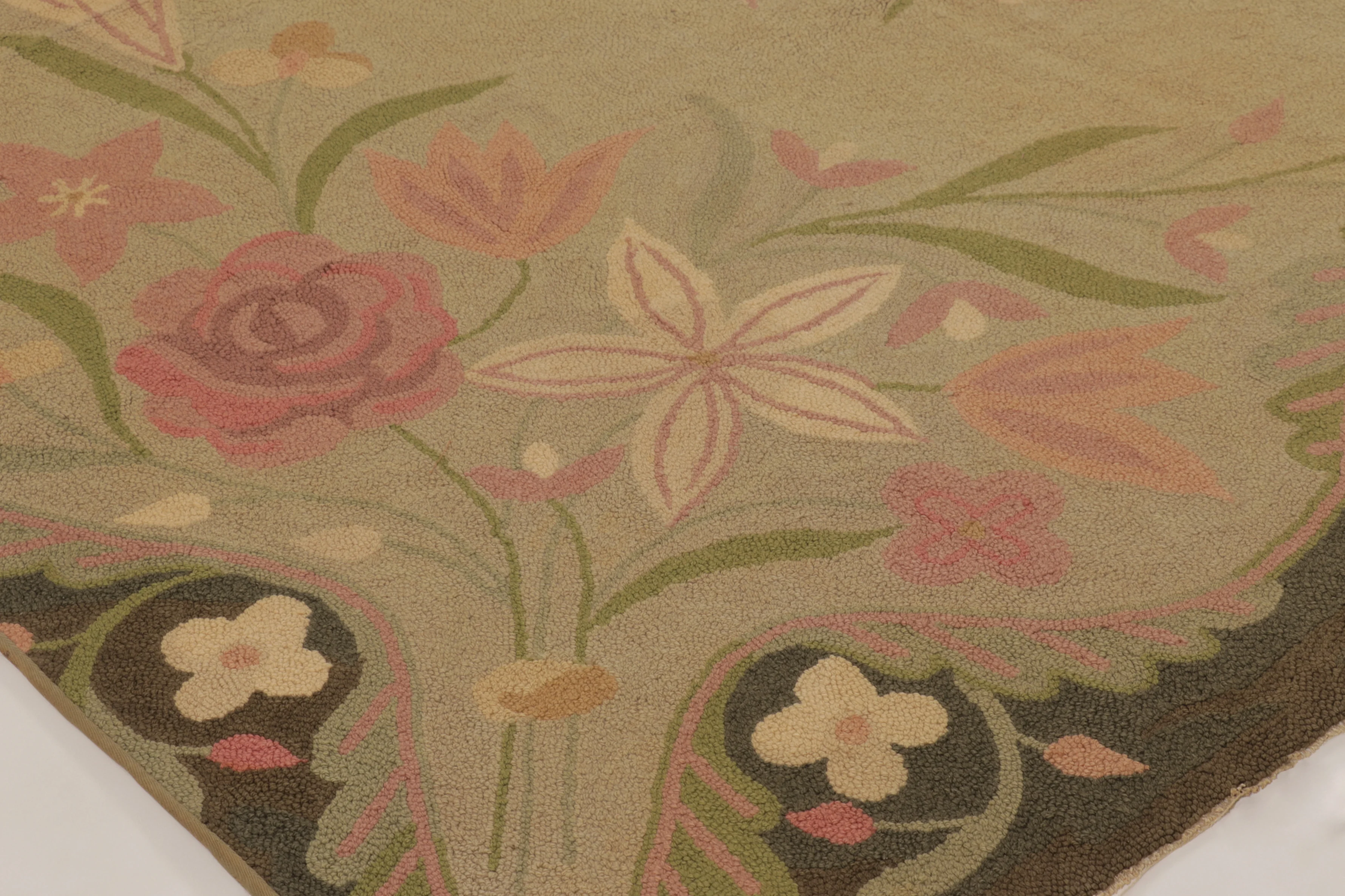 Antique Hooked Floral Rug