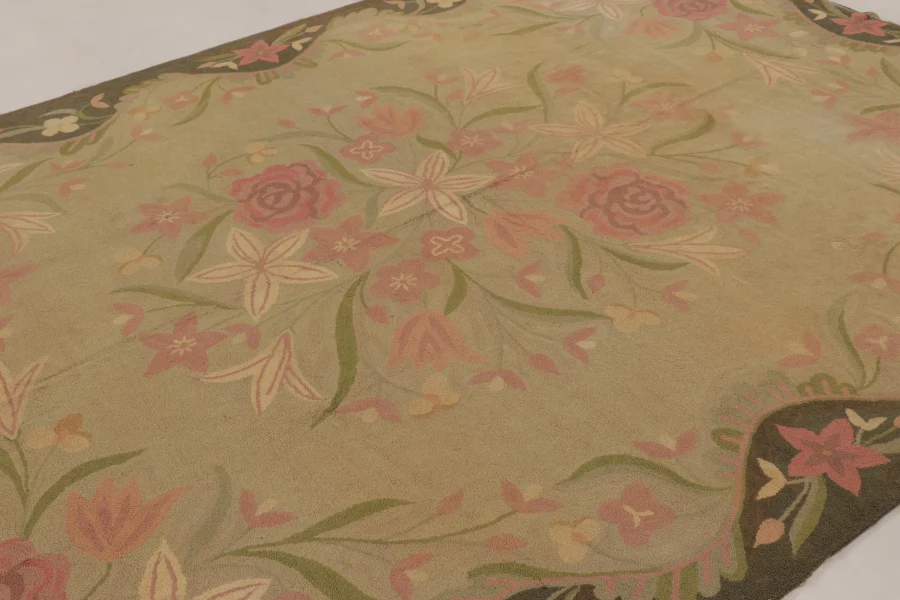 Antique Hooked Floral Rug