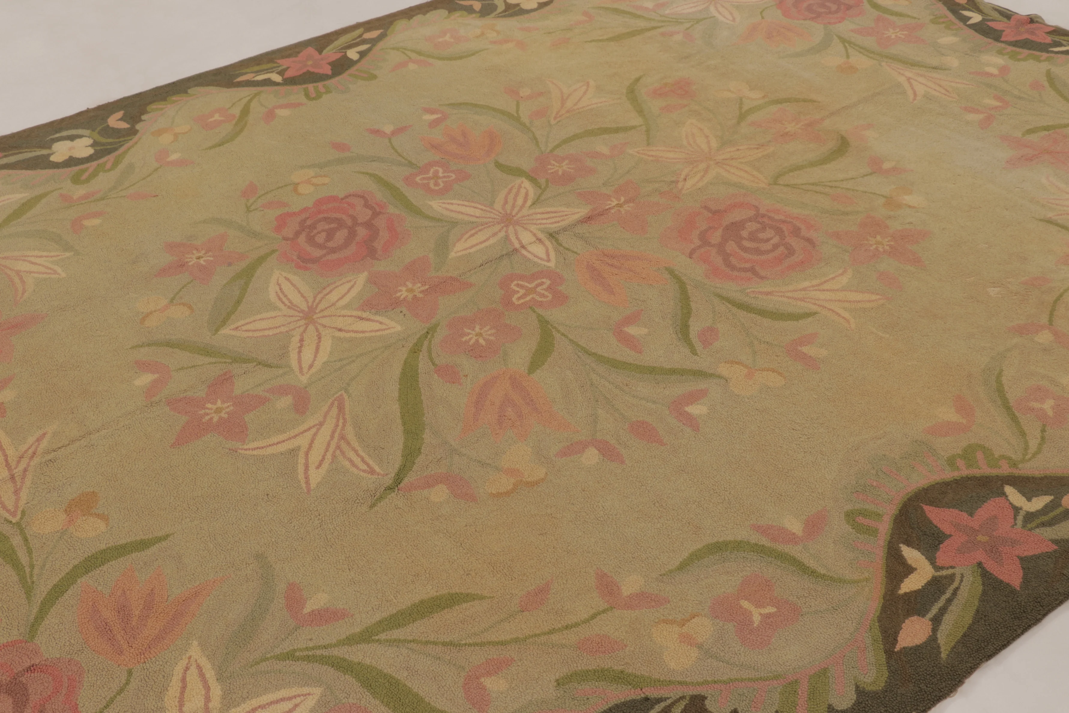Antique Hooked Floral Rug