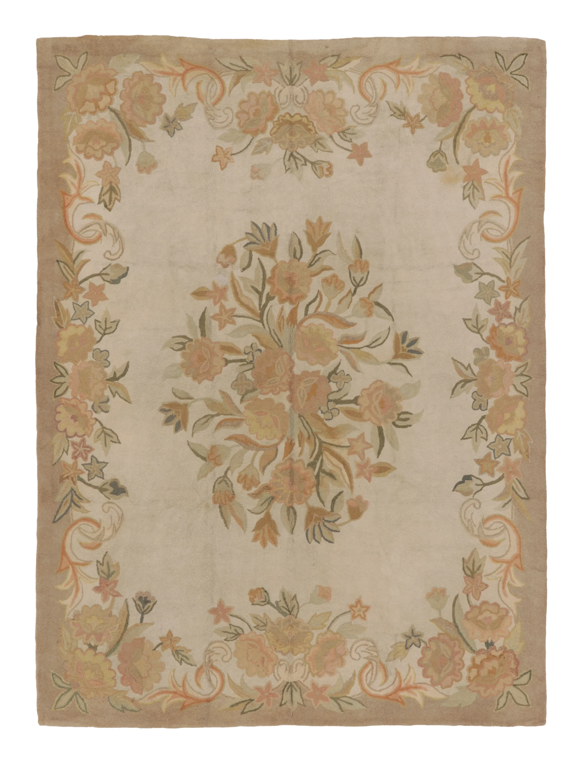 Antique Hooked Floral Rug