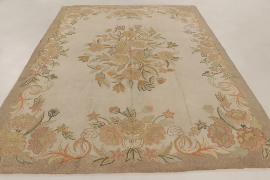 Antique Hooked Floral Rug