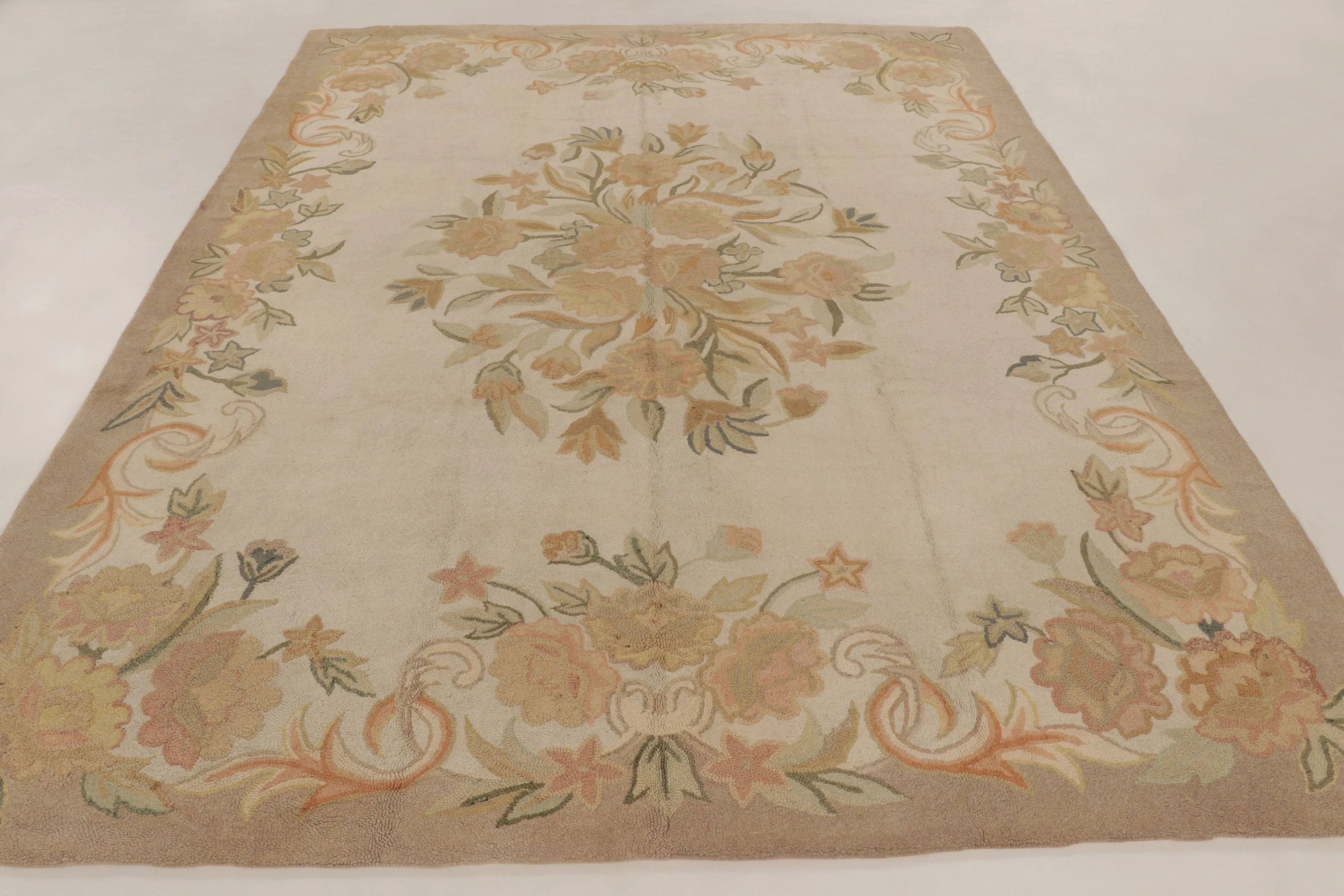 Antique Hooked Floral Rug