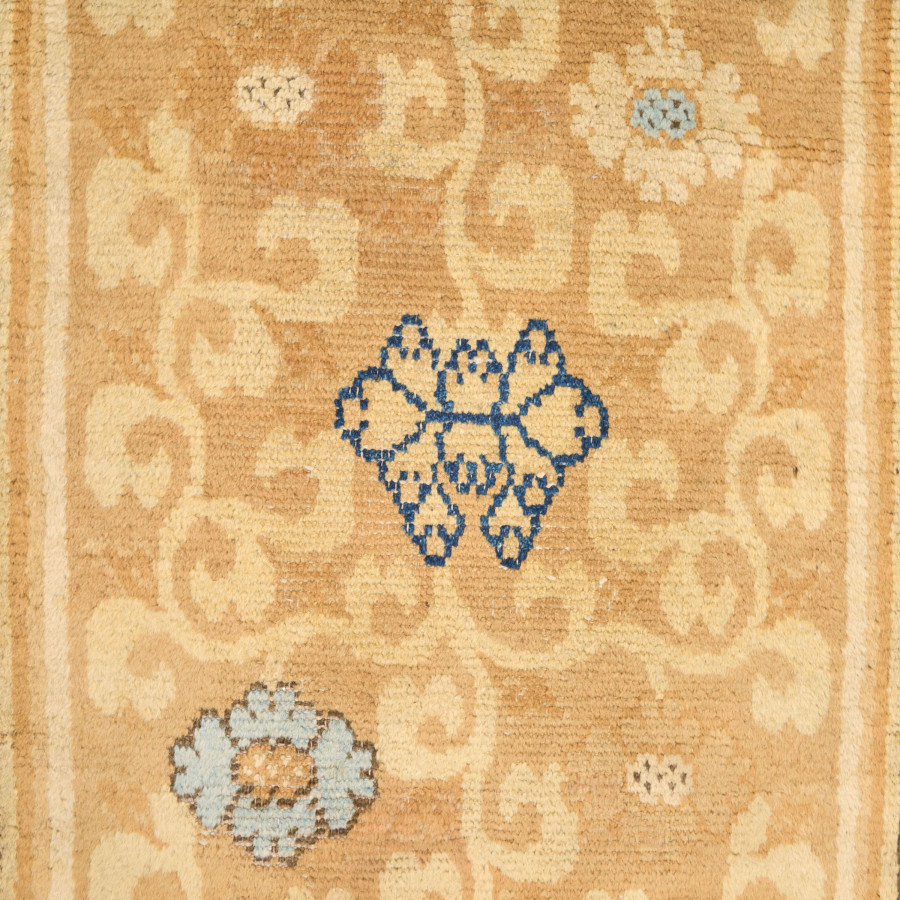 Hover image of Antique 17th Century Chinese Ming Runner with Lotus & Peony Design - Rug & Kilim