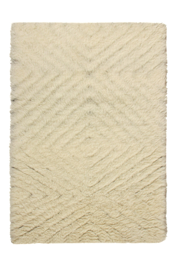 Rug & Kilim's Contemporary High Pile Rug in Beige with Geometric Design