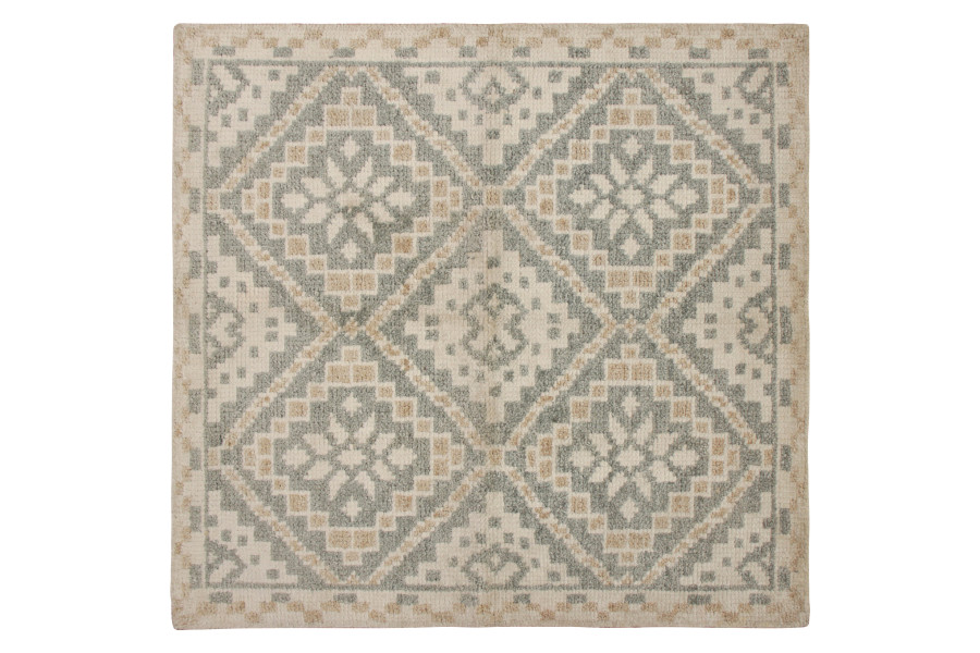 Rug & Kilim's Modern Classic Square Rug with Beige & Gray Floral Design