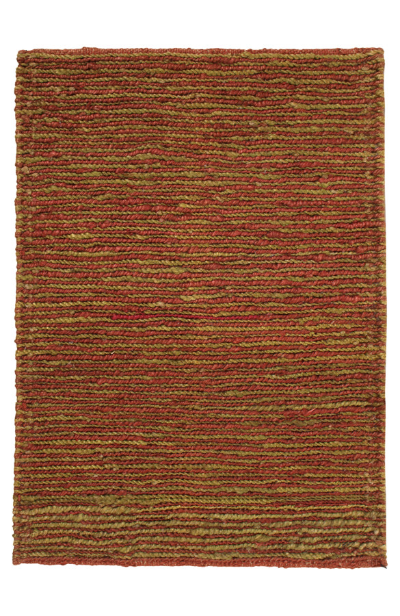 Rug & Kilim's Modern Textural Rug in Red and Green with Striped Design