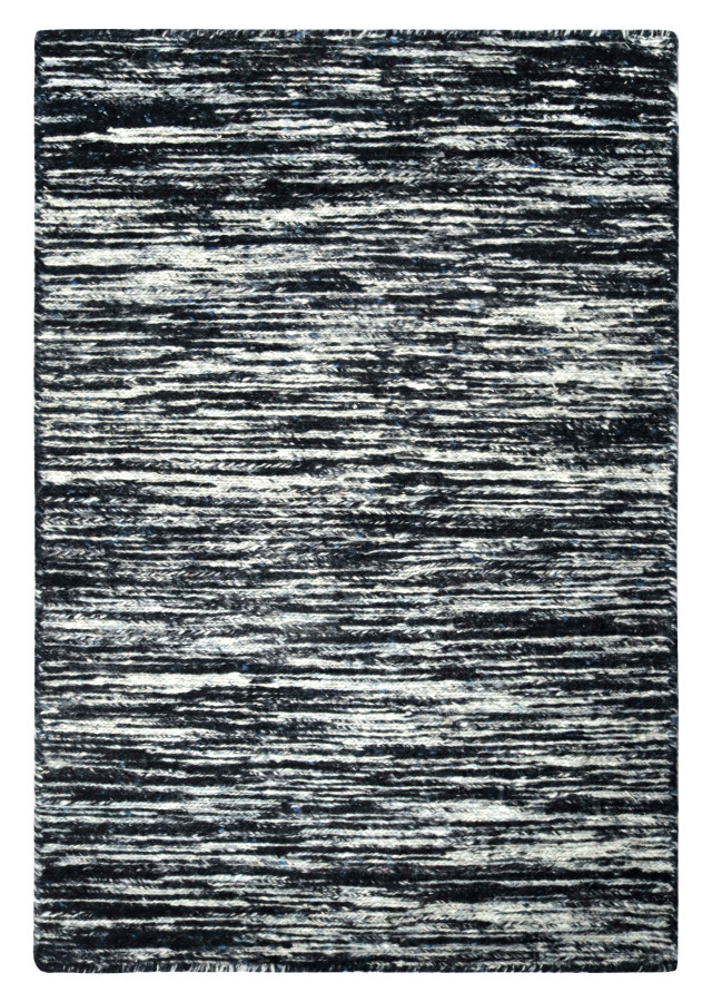 Rug & Kilim’s Contemporary Textural Rug with Blue & White Stripes