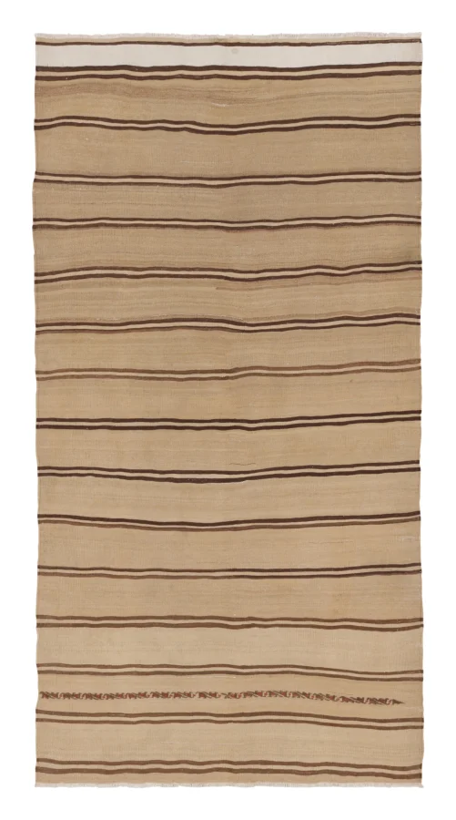 Rug & Kilim’s Contemporary Rez Kilim Flatweave Rug with Brown Striped Design