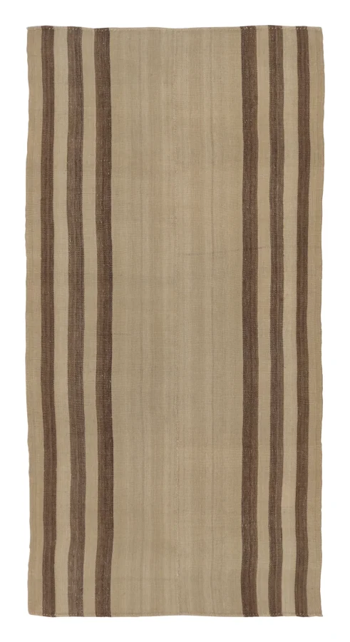 Rug & Kilim's Contemporary Rez Kilim with Brown Striped Design