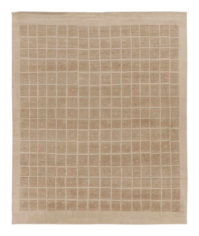 Rug & Kilim’s Oversized Art Deco Rug with Textural High-Low Grid Design